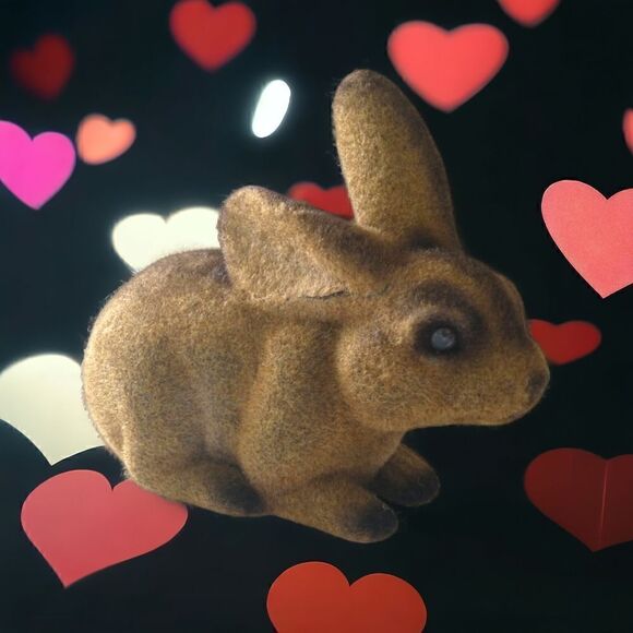 Vtg Flocked Rabbit Bank Bunny Easter REALISTIC Figural 80s Brown Fuzzy Stopper. - Picture 15 of 16